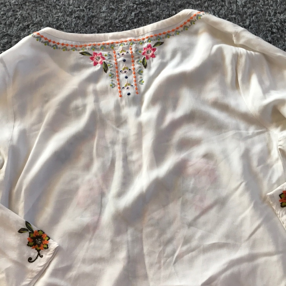 J. Jill White Embroidered Floral Cotton Tunic - Picture 8 of 8